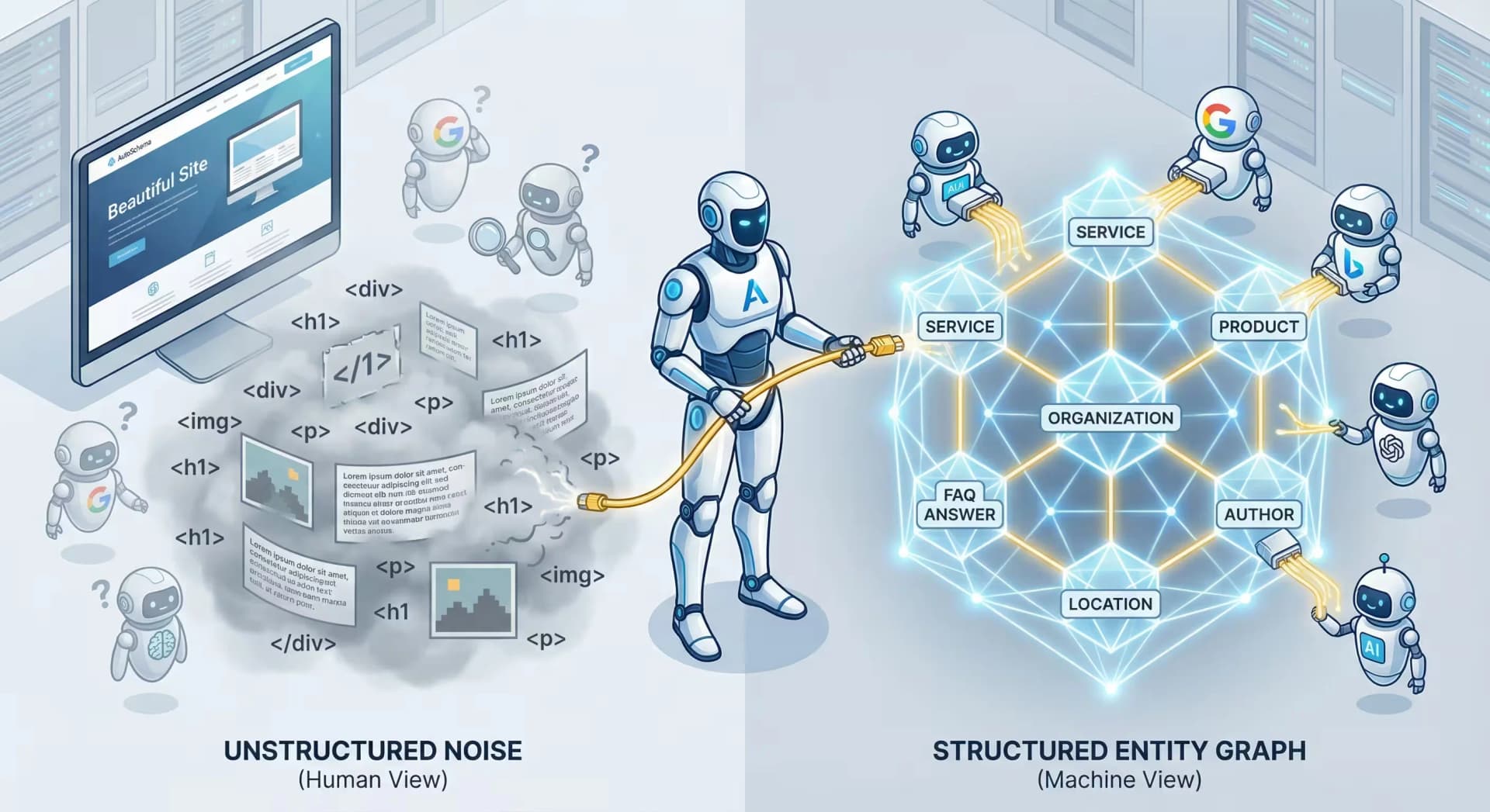 Timeline showing the evolution from static websites to AI-driven search